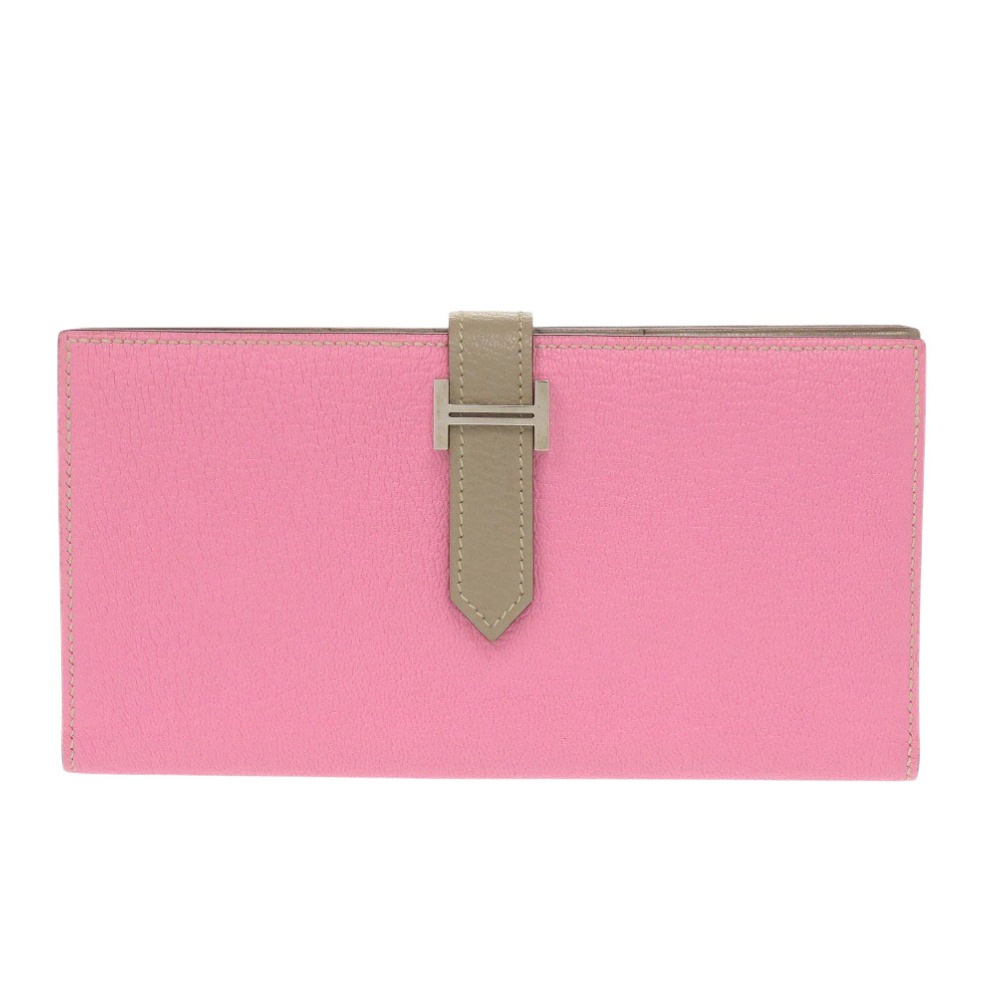 美品 ベアンスフレ 長財布 シェーブル ピンク N刻印 0215【中古】 レディース