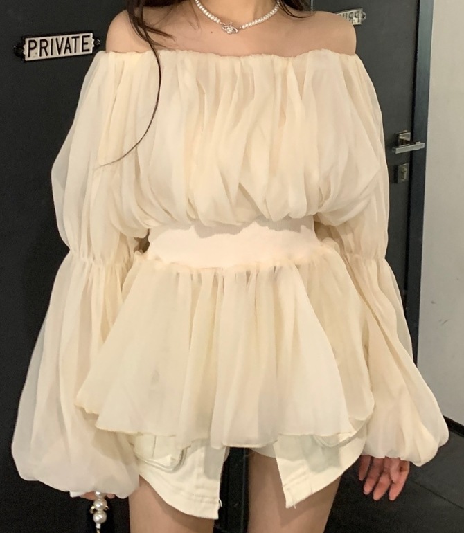 トップス デート モテアイテム チュニック ミディアム丈 フレンチスリーブ シフォン フリル 大人可愛い きれいめ 上品 おしゃれ かっこいい 大人可愛い ラブリー キュート ガーリー クール