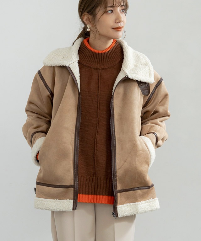 フライト裏ボアジャケット ジャケット 裏ボアジャケット レディース ボアブルゾン アウター 秋 冬 パイピング ブルゾン ジップアップ コート ジャケット スタンドカラー 5,490円