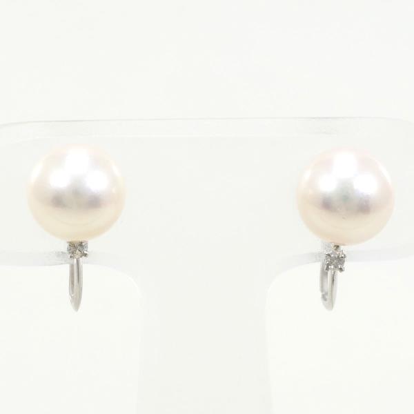 PT850 プラチナ イヤリング パール ダイヤ 総重量約2.9g ジュエリー 中古