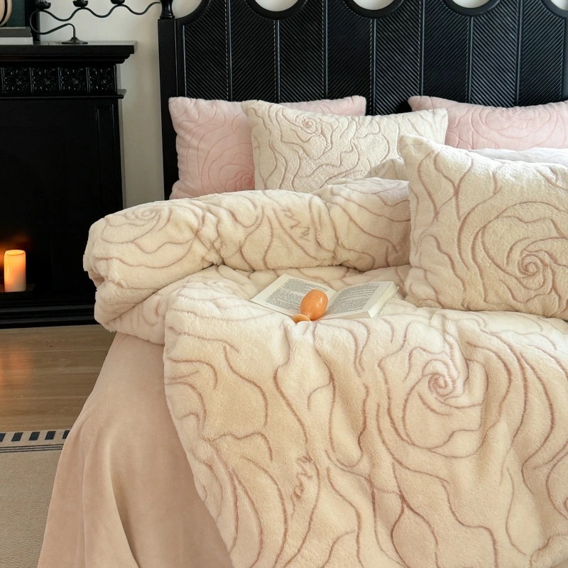 四件セット ベッドシーツ 増粘 ミルク フランネル インテリア コーラル フランネル おしゃれ