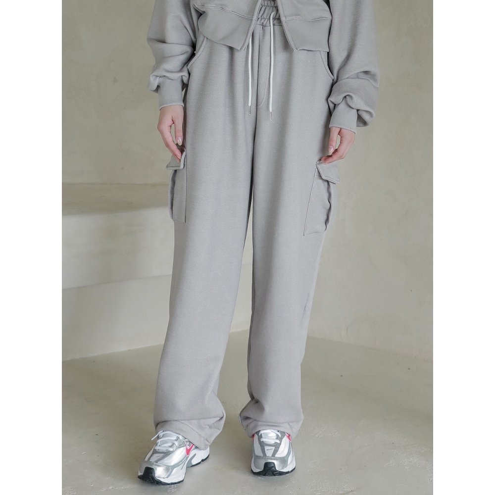 LOSSYROW ロッシー ピグメント パッチ カーゴ スウェット パンツ グレー