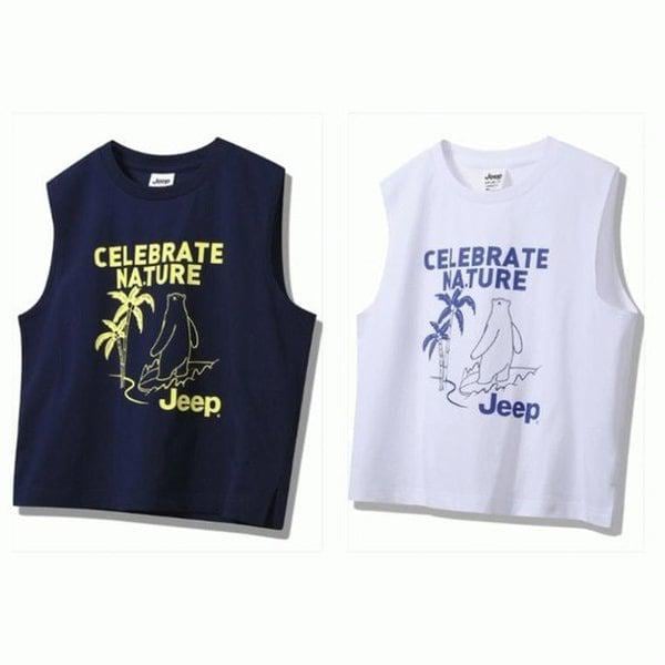 JEEP 男女兼用 熊プリント ノースリーブ ノースリーブ_A JP2TSU616