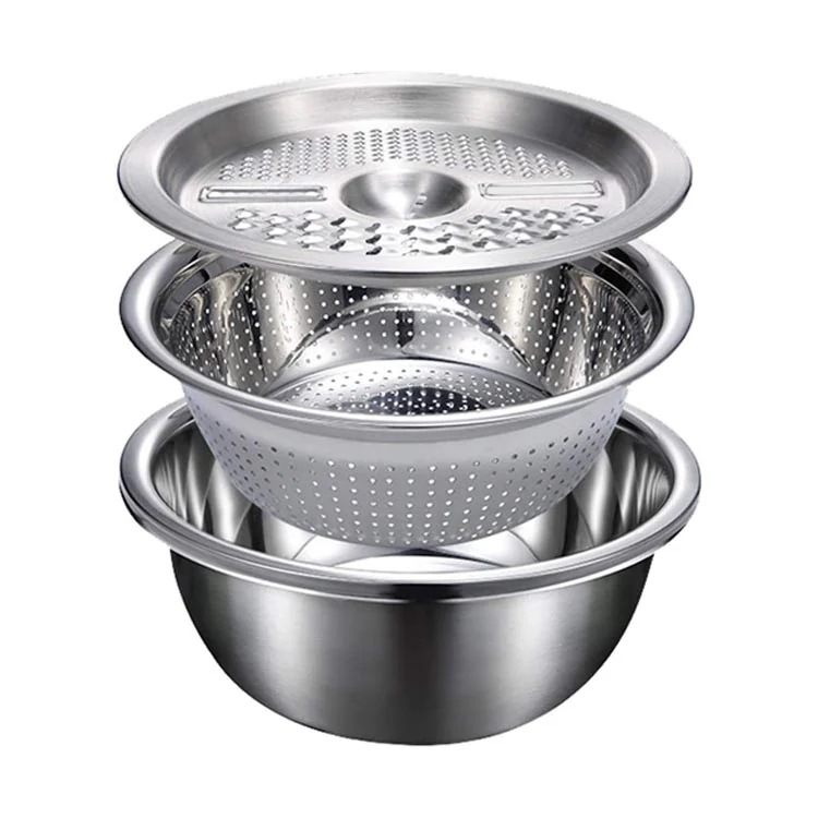 ステンレス鋼 野菜カッター 水切り 米とぎ ザル 千切り スライサー 野菜カッター 直接加熱可能 野菜 果物洗い ボウル おろし金セット キッチンスライサー 野菜調理器セット 初心者