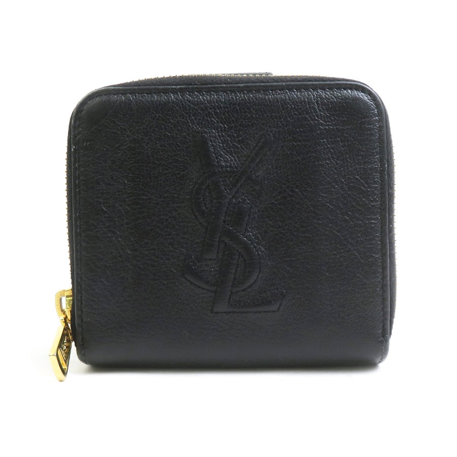 イヴ サンローラン YVES SAINT LAURENT 二つ折り財布 レザー ブラック レディース r11117i