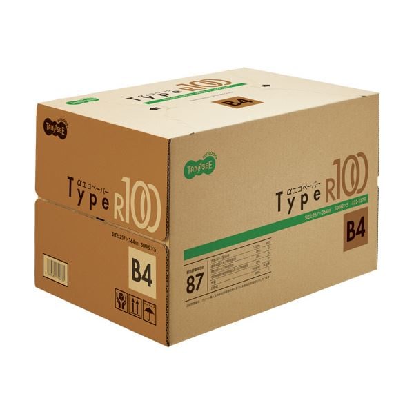 （まとめ） TANOSEE αエコペーパータイプR100 B4 1箱（2500枚:500枚5冊） 5セット