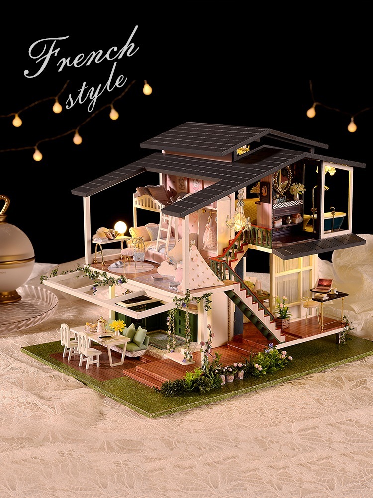 Diy コテージガーデン組立方法別荘建築モデル女性のための立体的な小さな家のギフト 4,889円