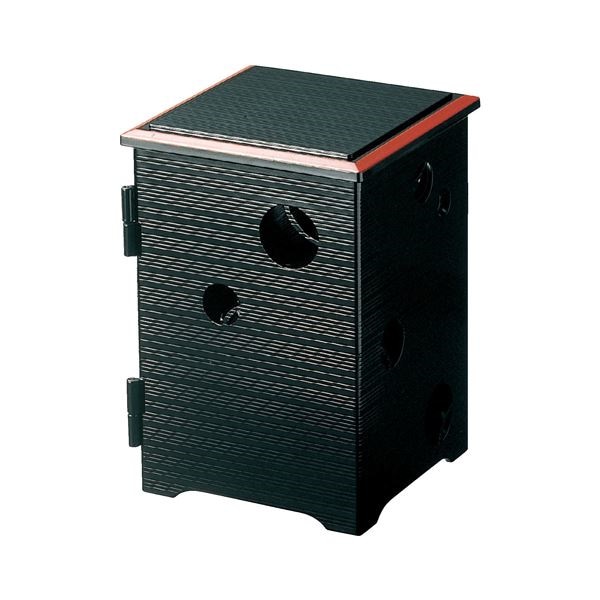 4寸開きつぼつぼ松花堂 黒渕朱 A