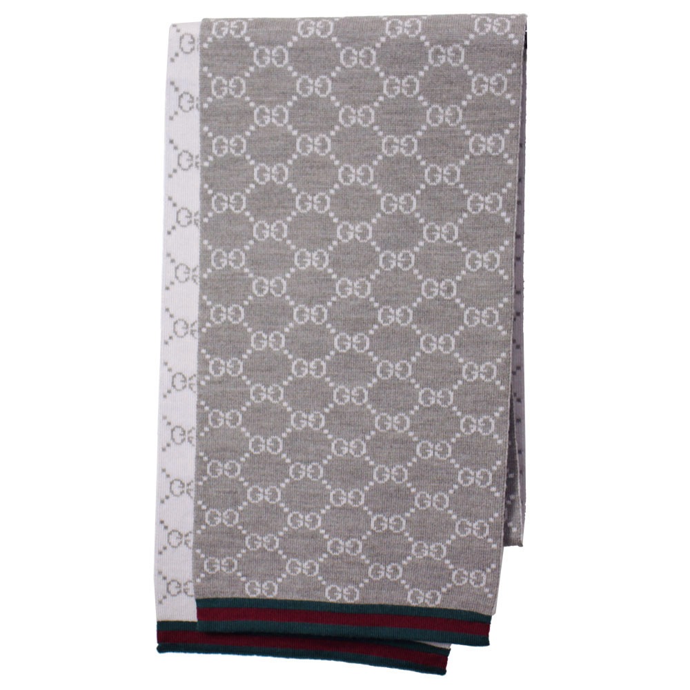 マフラー ウェブラインエンド GG柄 ウール100％ ベージュ 325806 3G206 2878