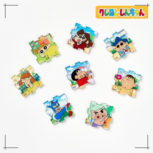 クレヨンしんちゃん アクリルキューブ パズル ピース キーリング (SET22種入) 韓国限定 かわいい