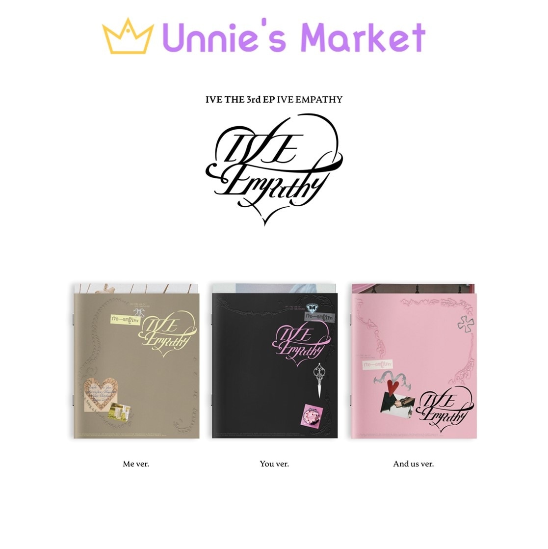 [SET] IVE - IVE EMPATHY 3rd EP Album (Me ver. You ver. And us ver.) + Free Photocard 1EA
