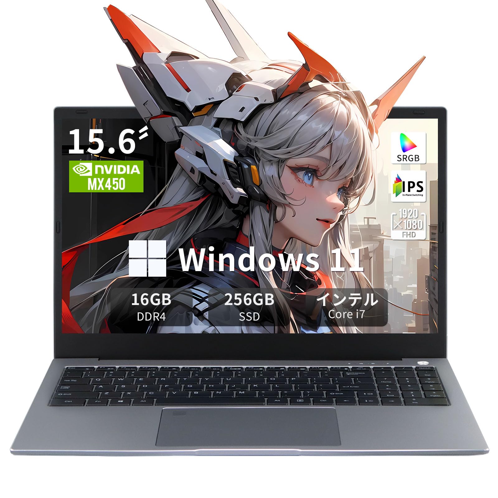 BINTEC Core i7 第11世代最新高性能ノートパソコン/専用グラフィックスカード【NVIDIA MX450/ Core i7-1165G7】ゲーミングノート 全金属狭額縁15.6インチ超薄軽