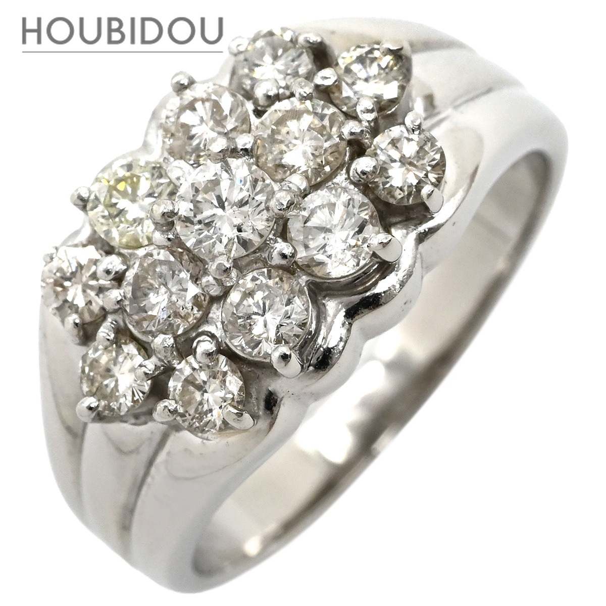 リング 指輪 ダイヤモンド 1.0ct プラチナシルバー Pt900 パヴェ メレダイヤ 3列 3連 3ライン 幅広 ボリュームリング 13.5号【中古】