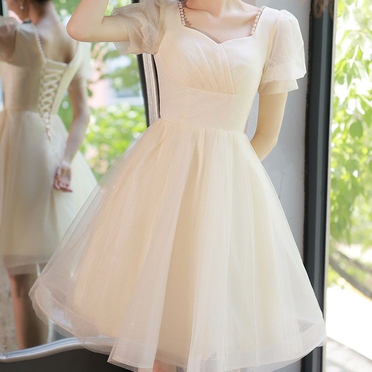 【2枚購入で 3oo円OFF！】シャンパンカラードレスハイエンド18歳の大人ギフトバースデープリンセスドレスは夏の日常生活