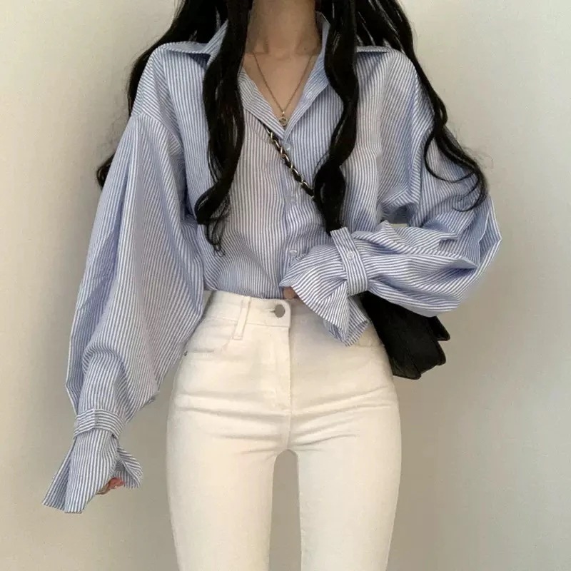 トップス シャツ レギュラー丈 袖あり 長袖 襟付き ルーズ ポロカラー ストレート 前開き 薄手 大人可愛い きれいめ シンプル カジュアル 大人 上品 お洒落 かっこいい レトロ 大人女子