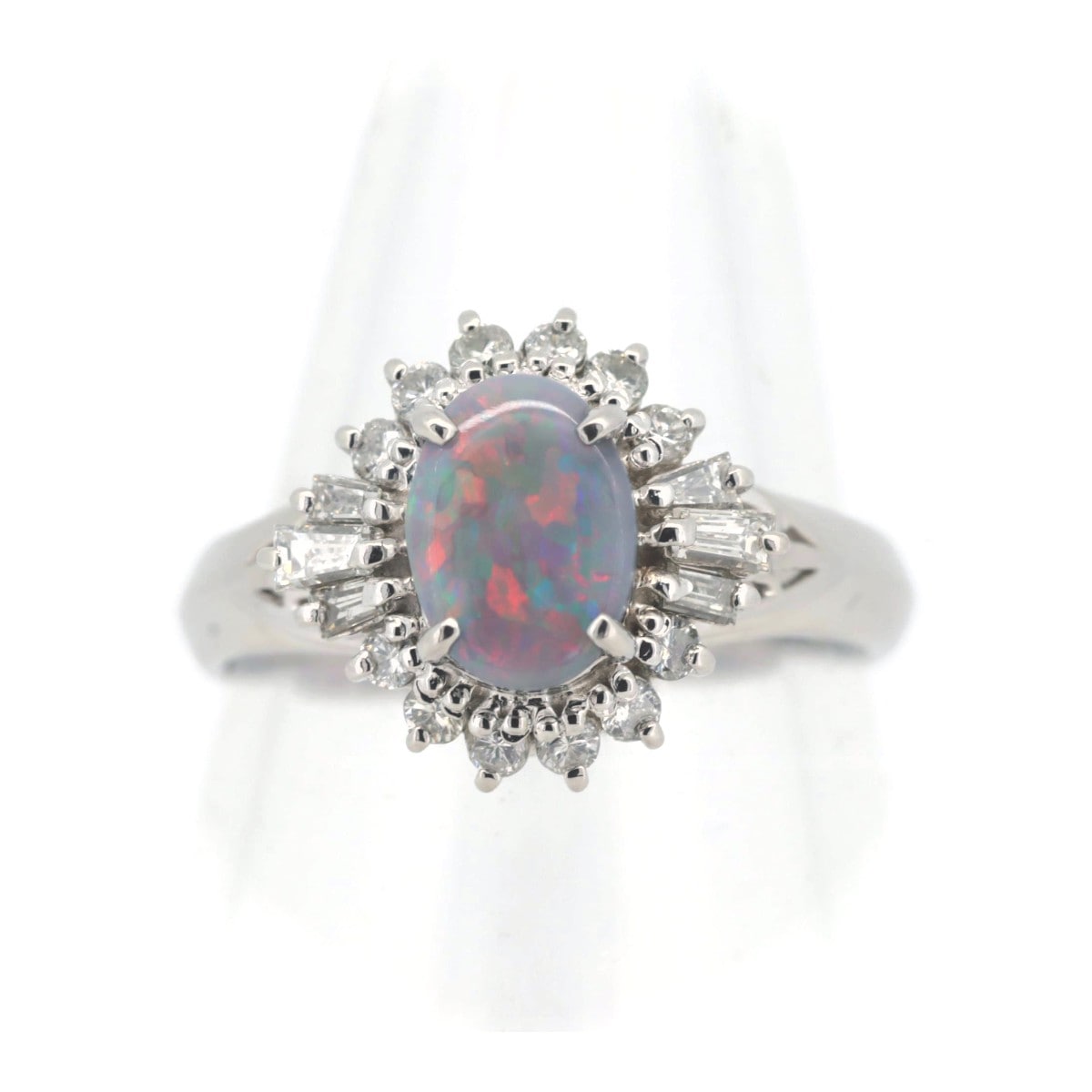 Pt900 ブラックオパール ダイヤモンド リング 指輪 0.71ct 0.415ct 13号 質屋出品