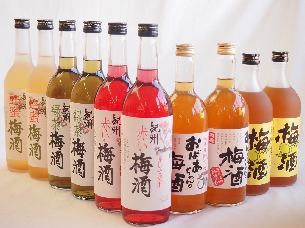 梅酒10本セット(おばあちゃんの梅酒 芋焼酎仕込五代梅酒(鹿児島) 赤しそ赤い梅酒(和歌山) 蜂蜜梅