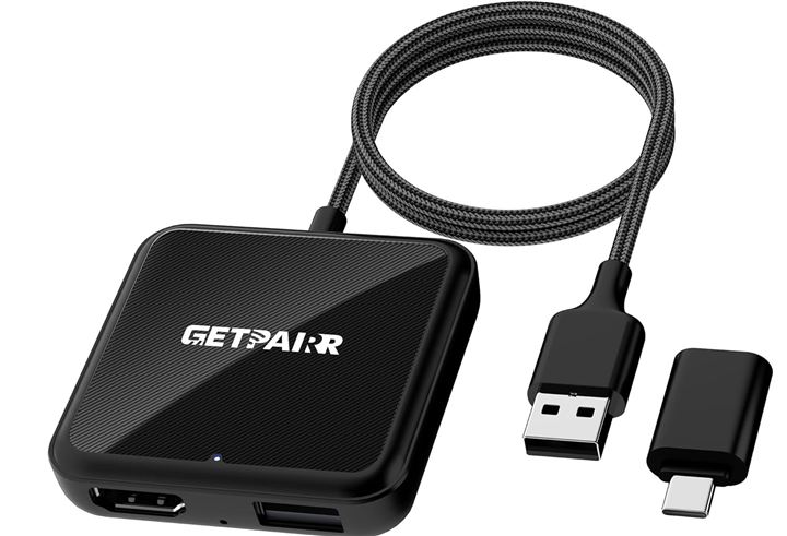 カーテレビメイト HDMI入力 ワイヤレスCarPlay Android Auto対応・スマホミラーリング 4 in1 ｔｖ Mate (ブラック, 約5.8x5.8x1.4cm)