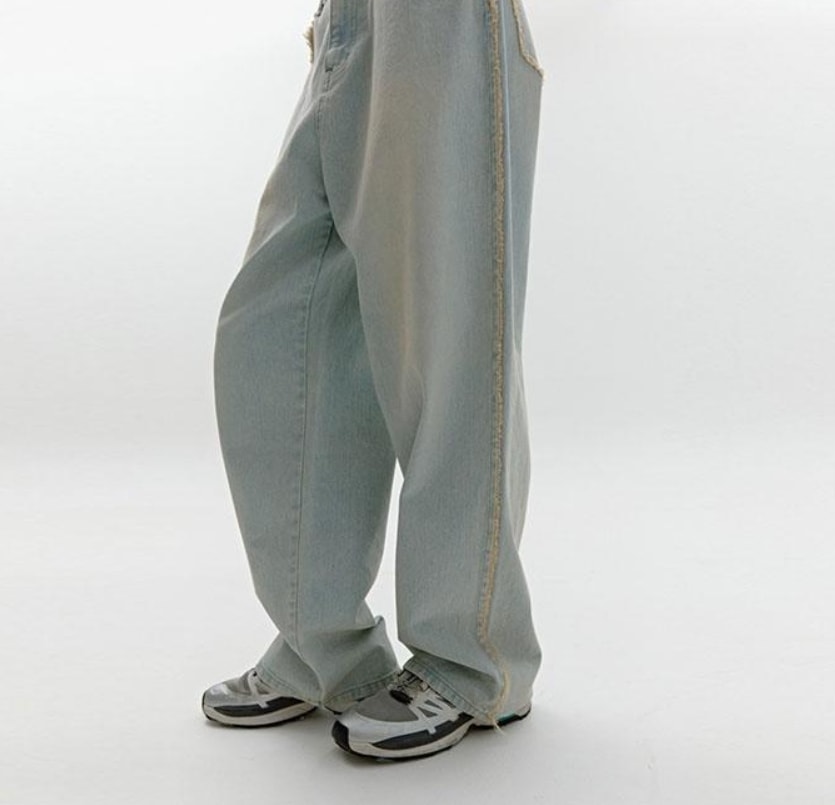 【SOFT SEOUL】 DAMAGE WASHING DENIM PANTS : LIGHT BLUE
