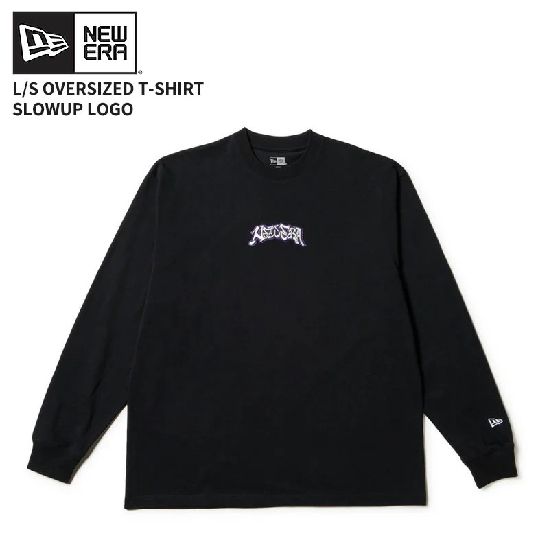 ニューエラ メンズ 長袖Tシャツ NEW ERA 長袖 オーバーサイズド Tシャツ Slowup Logo ブラック トップス カットソー 14682694