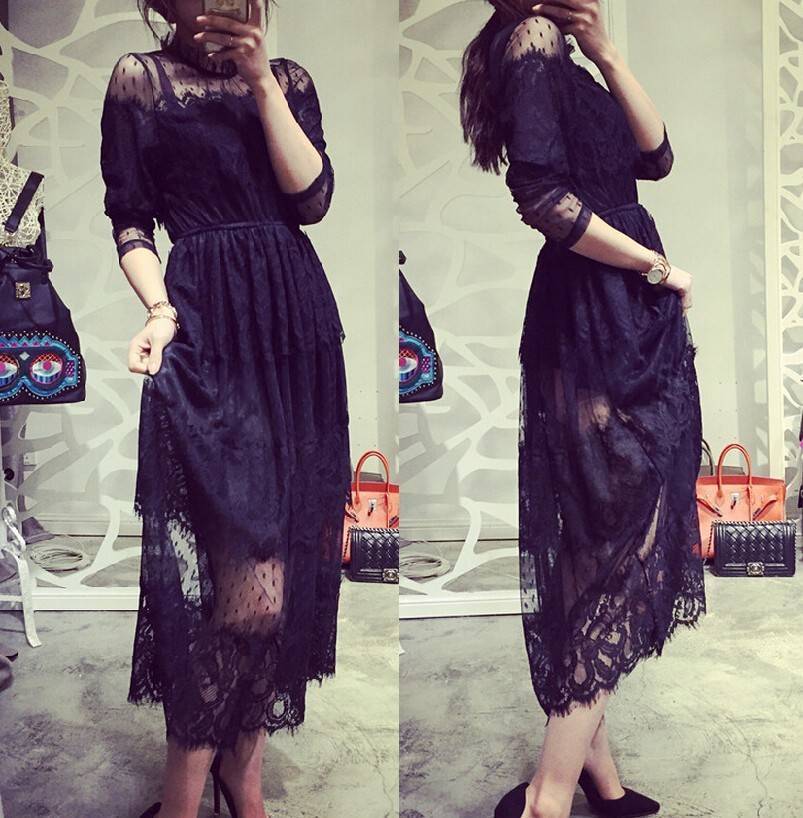 大人気 パーティードレス ロング 結婚式 パーティードレス 袖あり 大きいサイズ ロング 黒 レース ワンピース レース パーティードレス 結婚式 二次会 お呼ばれ ロング マキシ丈 きれいめ 袖あり