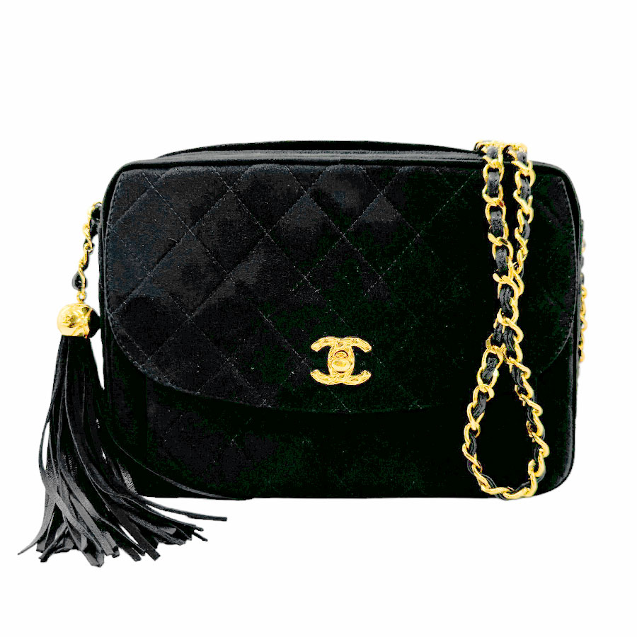 シャネル CHANEL ショルダーバッグ スエード/メタル ブラック/ゴールド レディース n0187