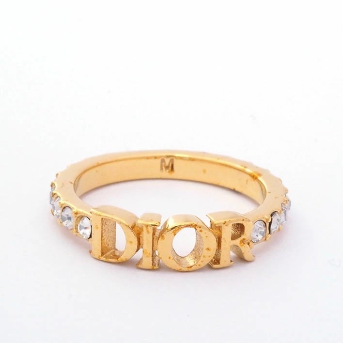 【美品】クリスチャン ディオール Dio(r)evolution ディオレボリューション ビジュー ロゴ ラインストーン 【指輪】