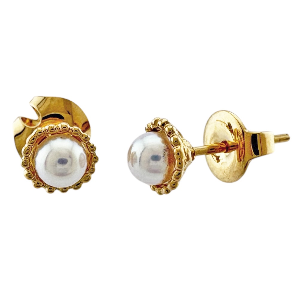 ミキモト ピアス 18金 K18イエローゴールド パール MIKIMOTO 中古 美品