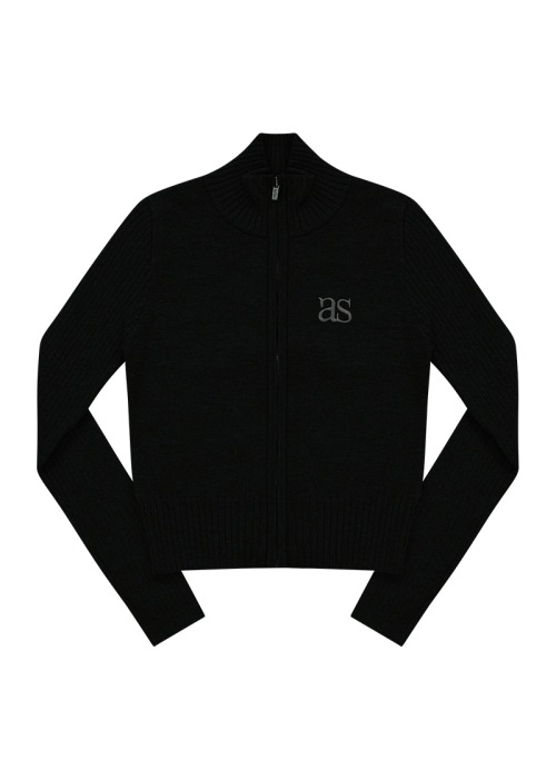 【AS"ON】 MARON KNIT ZIP-UP / BLACK 正規品