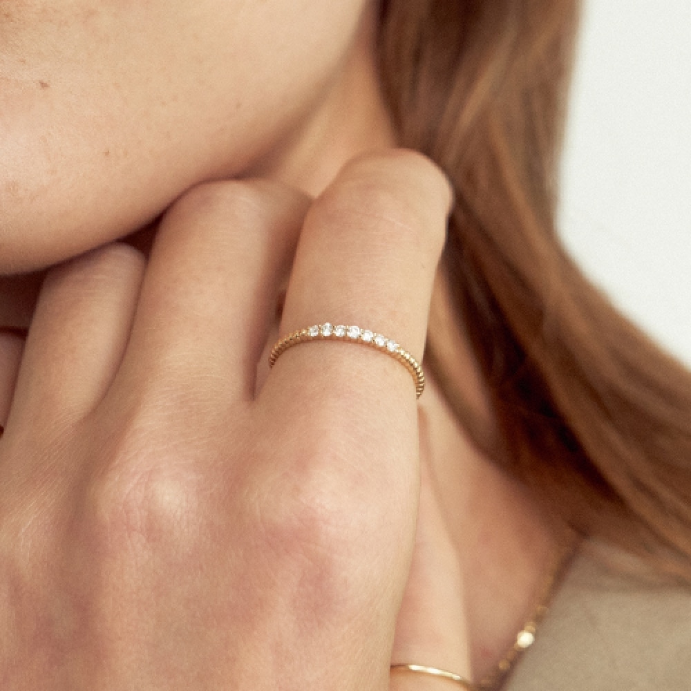 LUNNE 14k セブンダイヤモンドパヴェラインボールリング 14K ゴールド LCR06