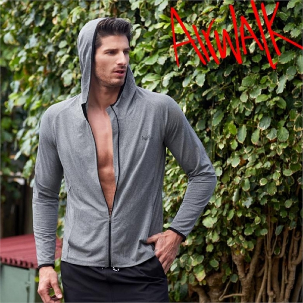 (エアワーク) エアワークサーフメンズラッシュガードフード付きジップアップ Yawe5061/ReshGuard/ラッシュガード/水着/メンズビーチウェア