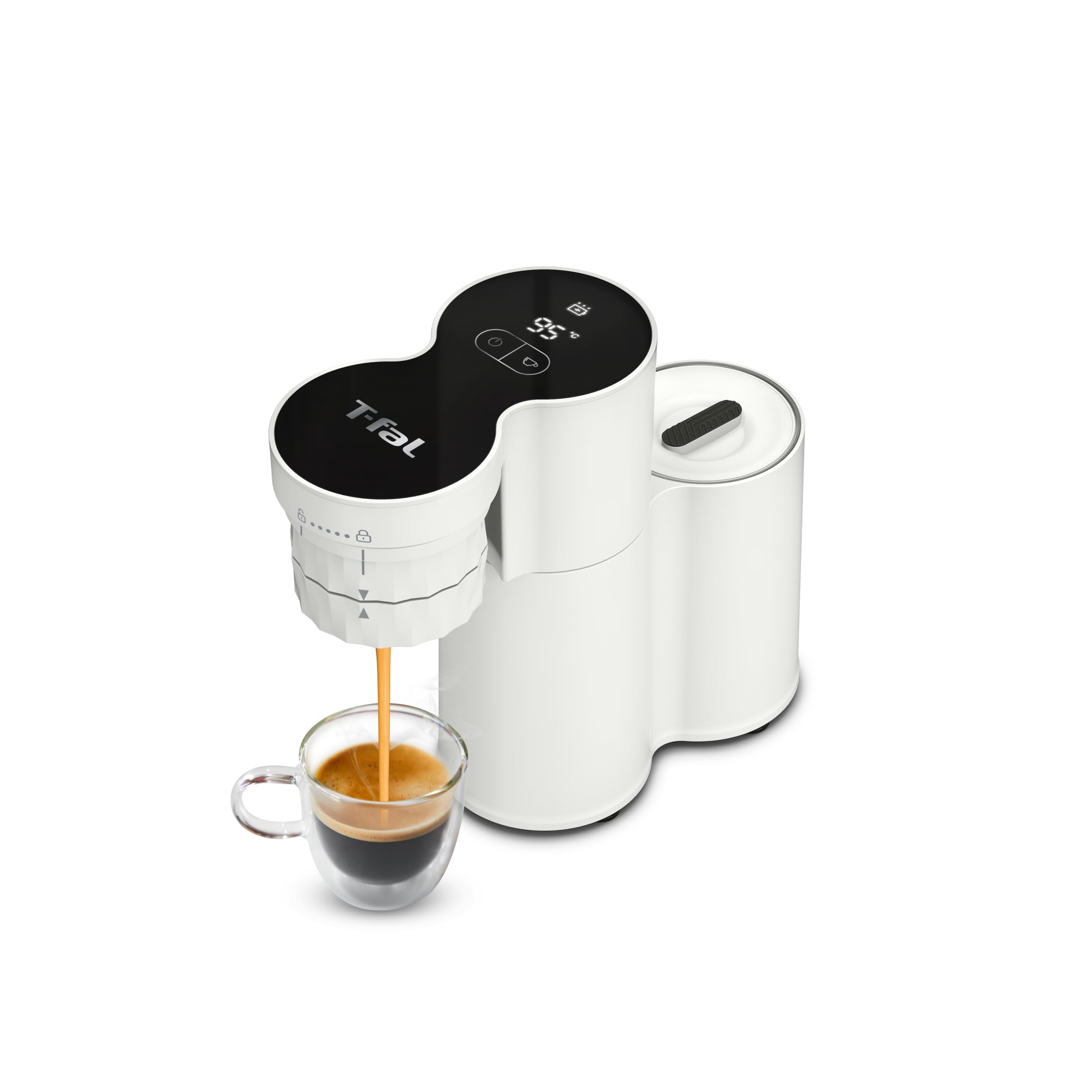 ティファール （T-fal）ポータブルエスプレッソコーヒーメーカー セミオート 加圧ポンプ 0.18L水タンク コンパクト＆スリム コードレス タンパー付き「クイックレマ 」EX5101JP