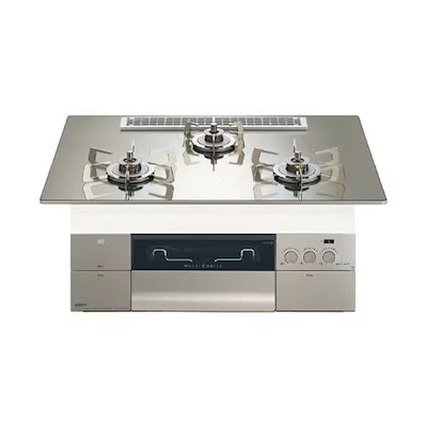 ビルトインガスコンロ プロパンガス用 3口 幅75cm N3S25PWASKSTESC-LP プラチナシルバーガラストップ プログレ