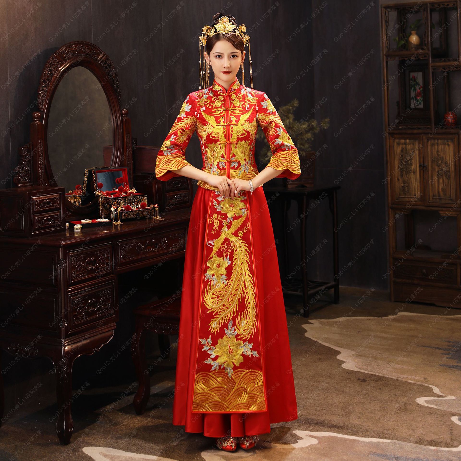 2023秋冬新婦結婚ショー禾服中国式嫁入りドレス敬酒ショーと出閣喜服龍鳳衣-20