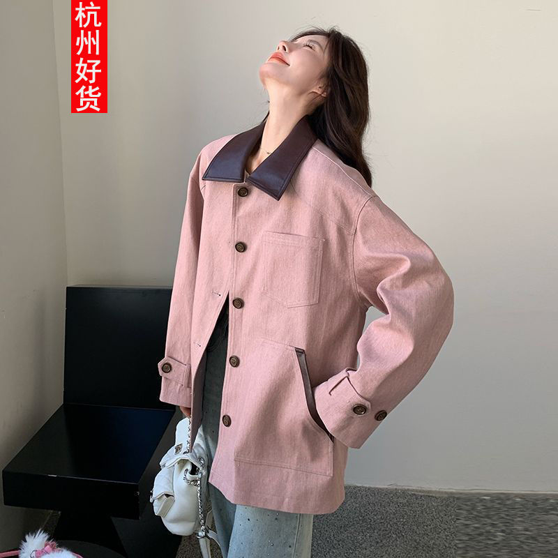 福袋2025大人気 ピンクのカジュアルな服のコートの女性の朝と秋の新型のデザイン感の韓系の上着