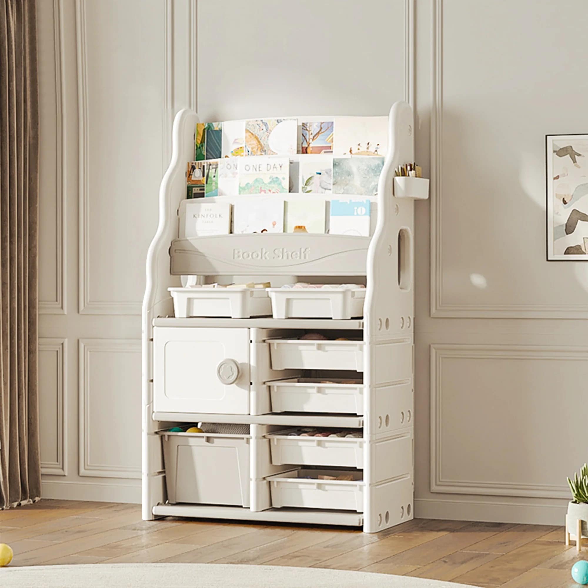 絵本ラック 絵本棚 大容量 本棚 収納ラック 多機能 おもちゃ収納 収納ボックス 子供部屋 収納ケース 子ども用 家具 HDPE キッズ【日本国内出荷-3日で配達】DJYC195