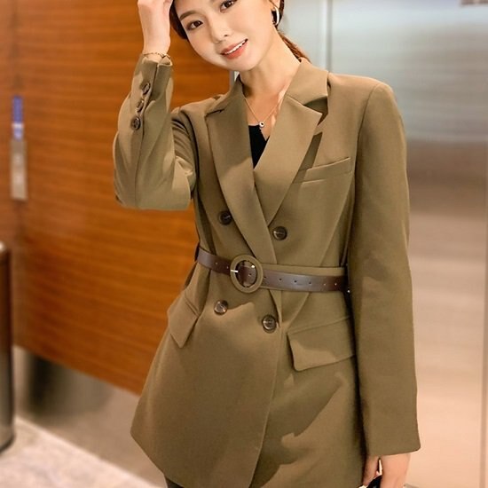 【取寄：納期2週間】ジャケット スーツジャケット ロング 通勤 ジャケット レディース オフィス ビジネス スーツジャケット レディース ウエストベルト ハイウエスト ジャケット スーツジャケット