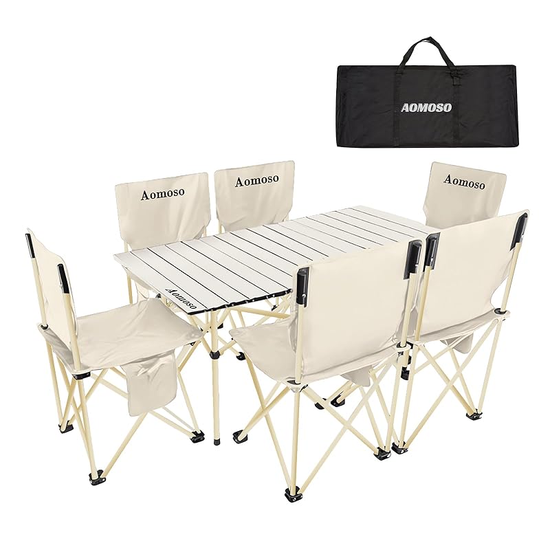 【国内即発】Aomoso アウトドア テーブル チェア 7点セット アルミテーブル椅子 ピクニック ベンチセット ピクニックテーブル 超軽量 折り畳み 組立簡単 収納バッグ付き BBQ お釣り テント