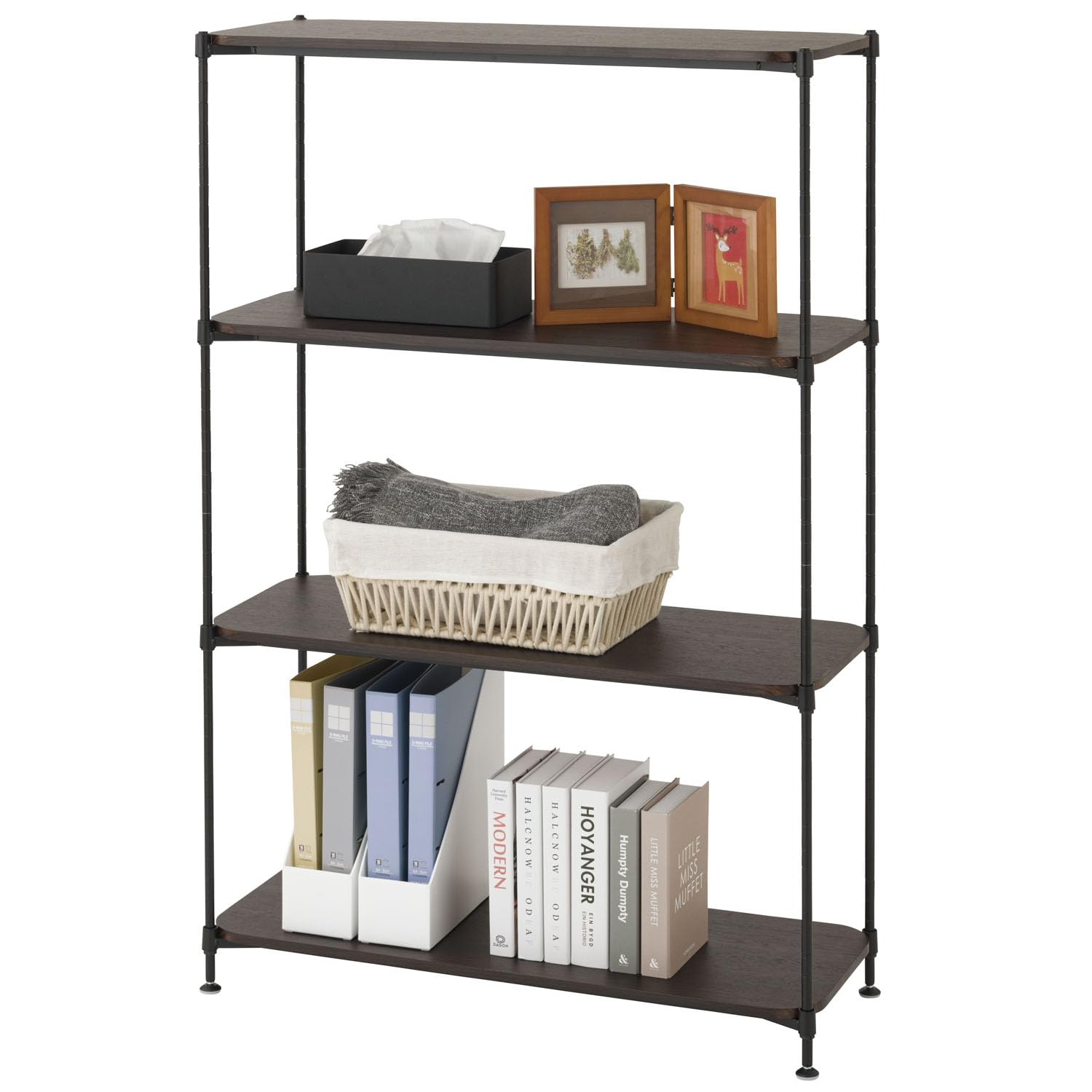 暮らし整う「美見え」収納ルミナス12.7mmスチールラック 「ウッドシェルフ」仕様C12-W804BK ブラック×ブラウン 幅80.5×奥行き31.0×高さ120.0cm(棚板サイズ 幅79.5× 12,742円