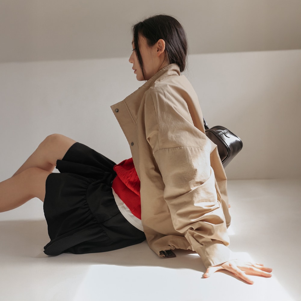 ニューフォールドバクシーコットンカラーリングハイネックジャケット