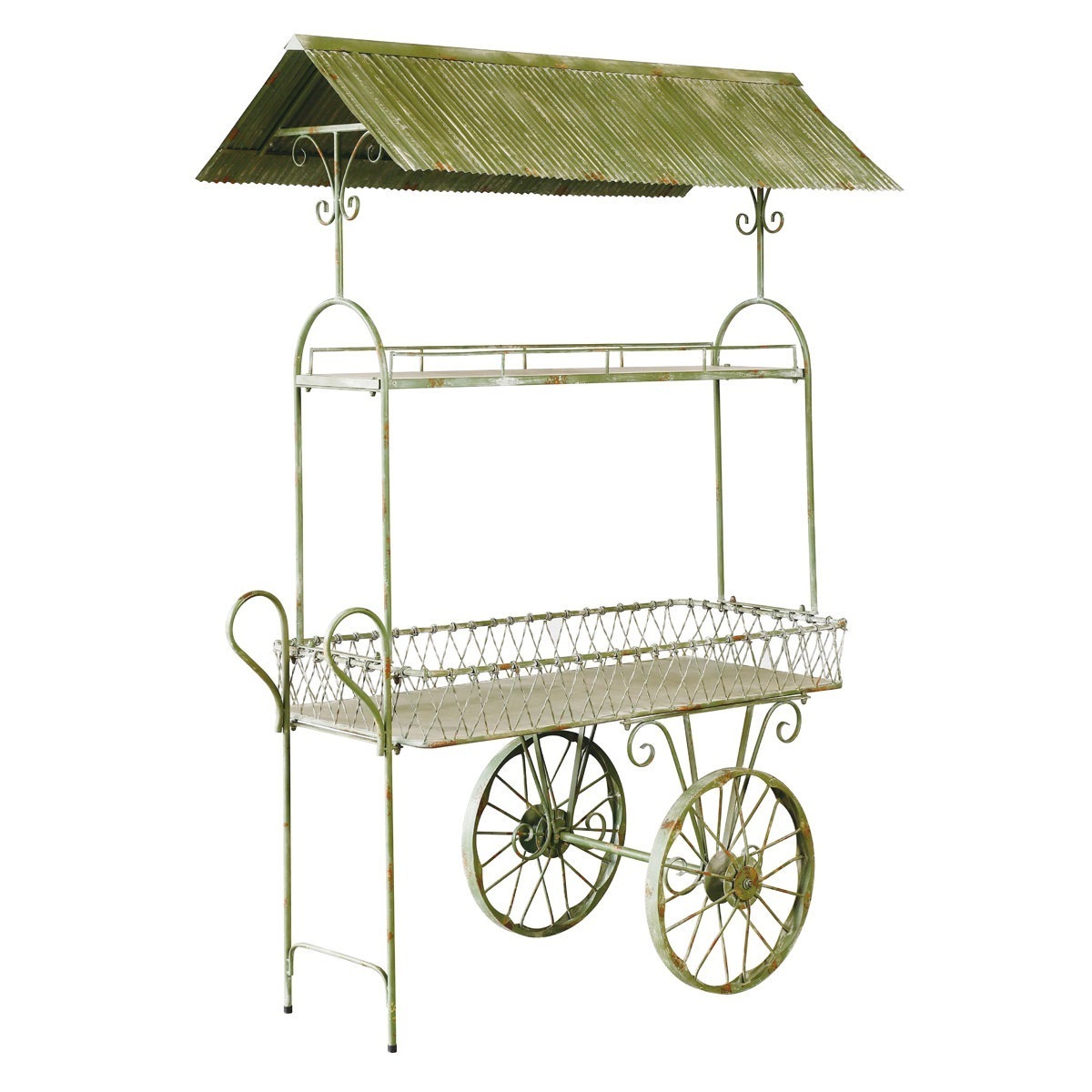 フラワーワゴン 2段 車輪 フラワースタンド ワゴン 花台 フラワーラック プランタースタンド 飾り 車 花スタンド ラック ディスプレイ ボックス 置く 植物 観葉植物 花 園芸 アイアン
