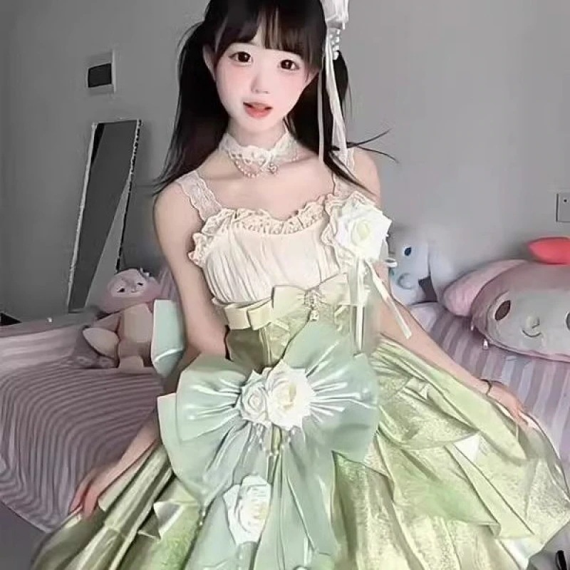 グリーン バラ JSK プリンセスドレス 小花嫁 ロリータ