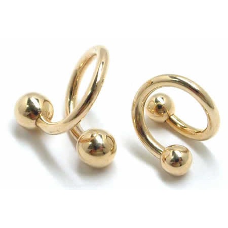 K14 スパイラルバーベル 14G 14金 スパイラル ツイストバーベル 14ゲージ ボディピアス 本物の金 イエローゴールド 14K メンズ レディース 軟骨ピアス ヘリックス 14k-sp14