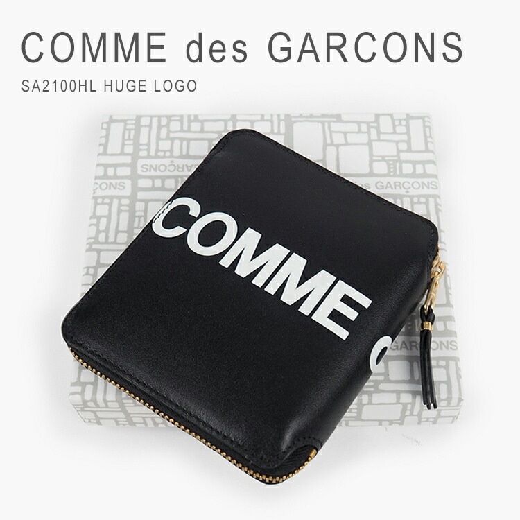財布 二つ折り メンズ ファスナー レディース 本革 牛革 薄い ロゴ ブランド シンプル おしゃれ COMME des GARCONS Huge Logo SA2100HL