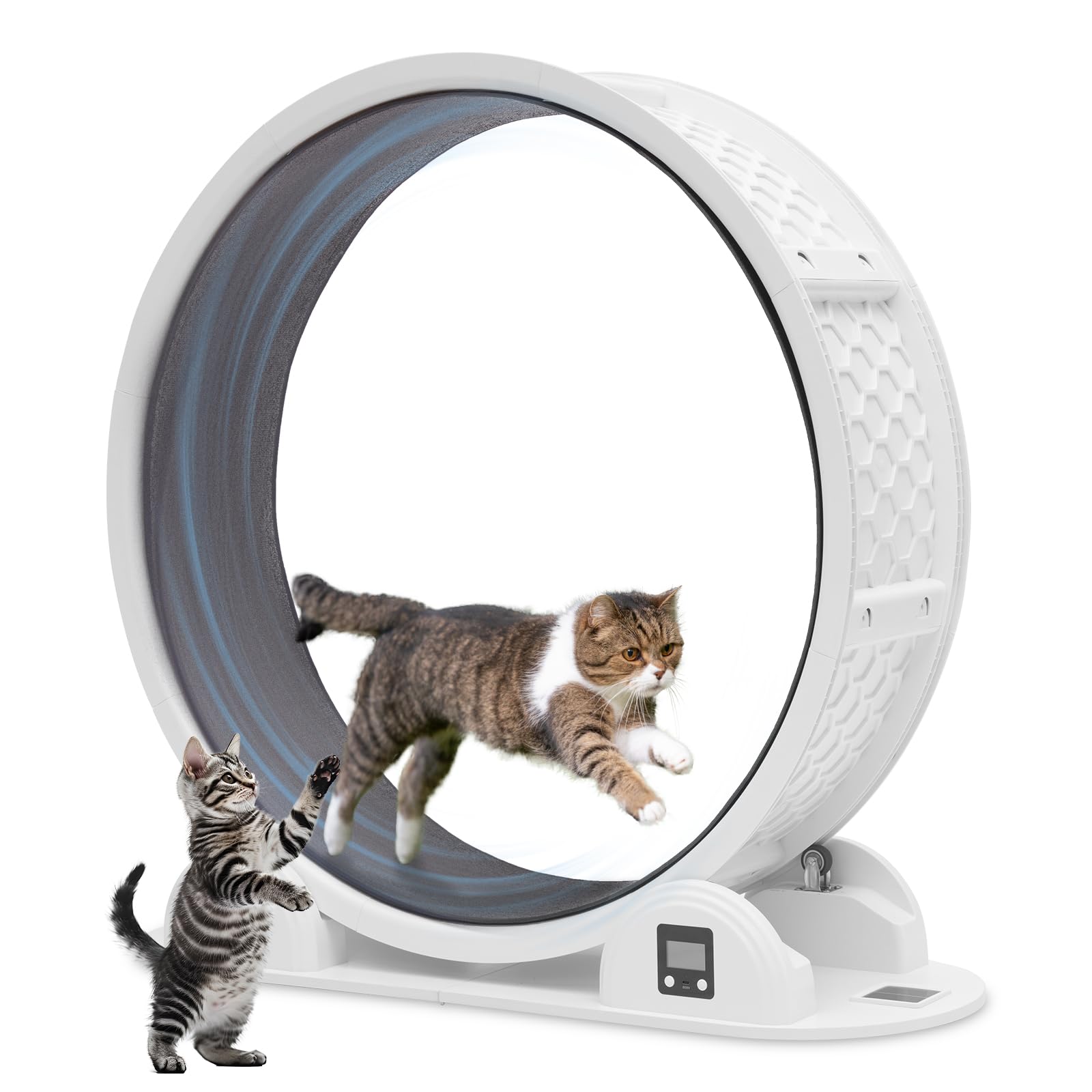 HOVONO 万歩計付きキャットホイール 非常にシンプルで迅速なインストール 猫 ルームランナー 猫のエクササイズホイール ランニングマシーン 猫 回し車 車輪 低騒音 室内飼い猫の運動不足解消のため