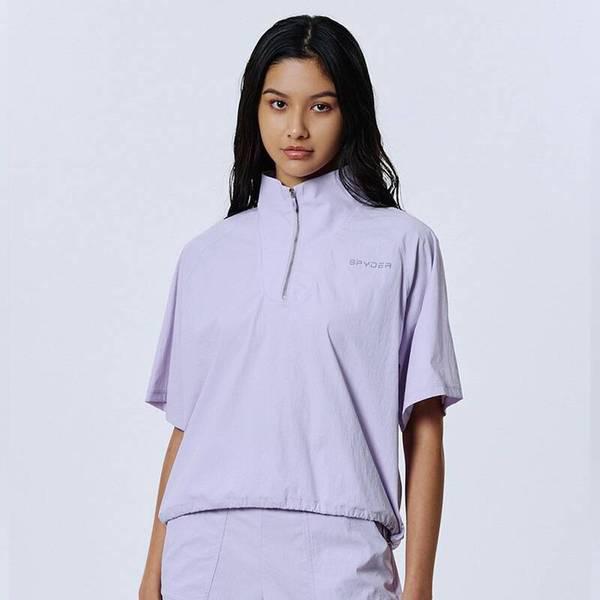 女性軽量ウーブンハーフジップ半袖Tシャツ SPJFCNRS352WLLC 710310