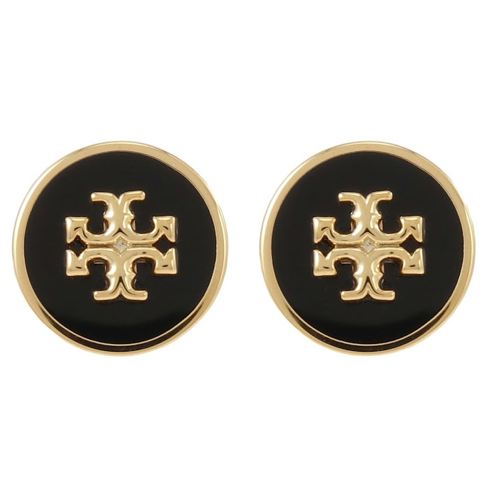 ピアス ダブルT ロゴ KIRA ENAMEL CIRCLE-STUD EARRING 90547 720 キラ サークル スタッド ゴールド ブラック
