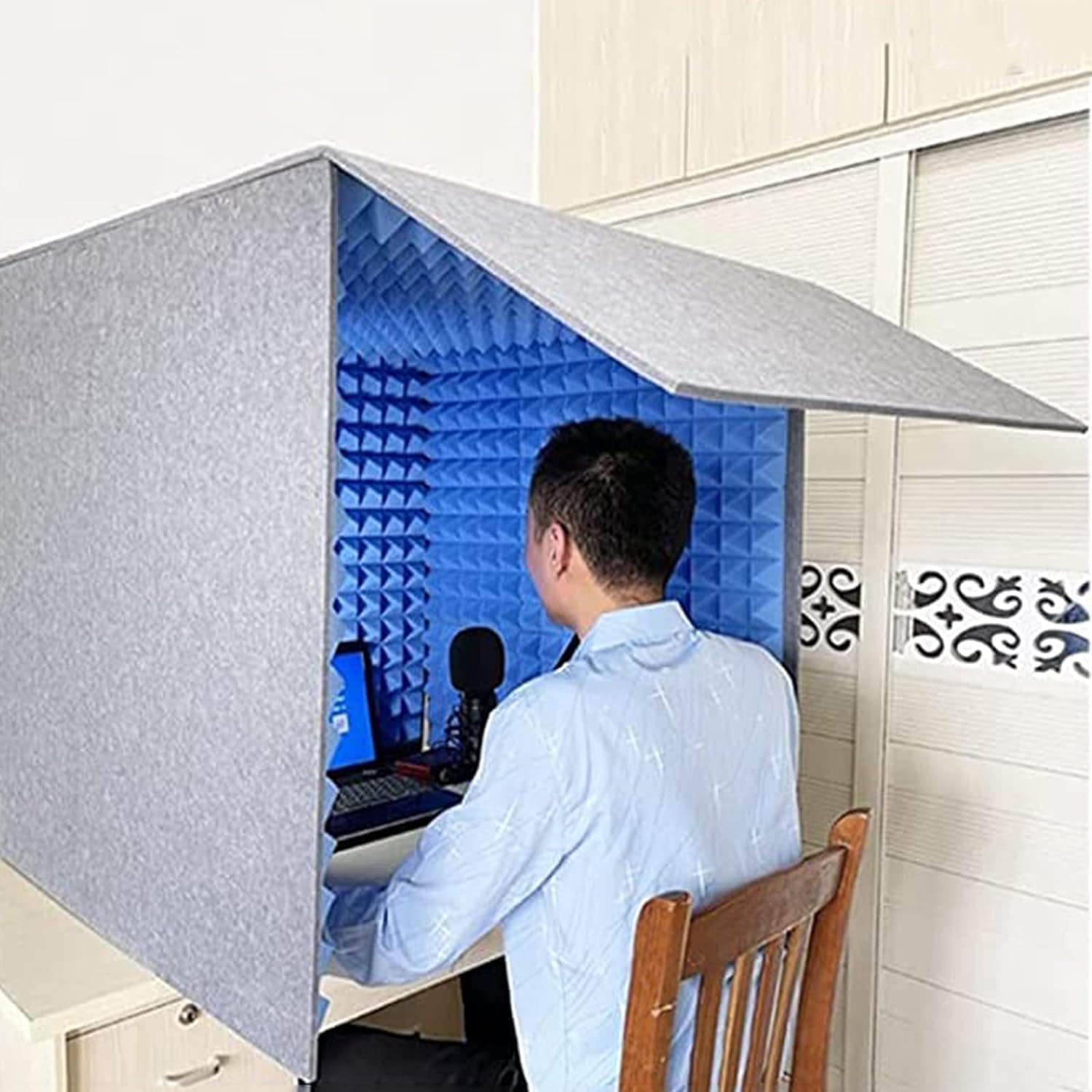 防音シート 壁簡易防音室 1人用マイク 防音 吸音材 パネル 防音ブース防音ボックス パーテーション 防音ブース 自宅 天板付きン 折りたたみ 組み立て式簡易防音室として最適 防音壁防
