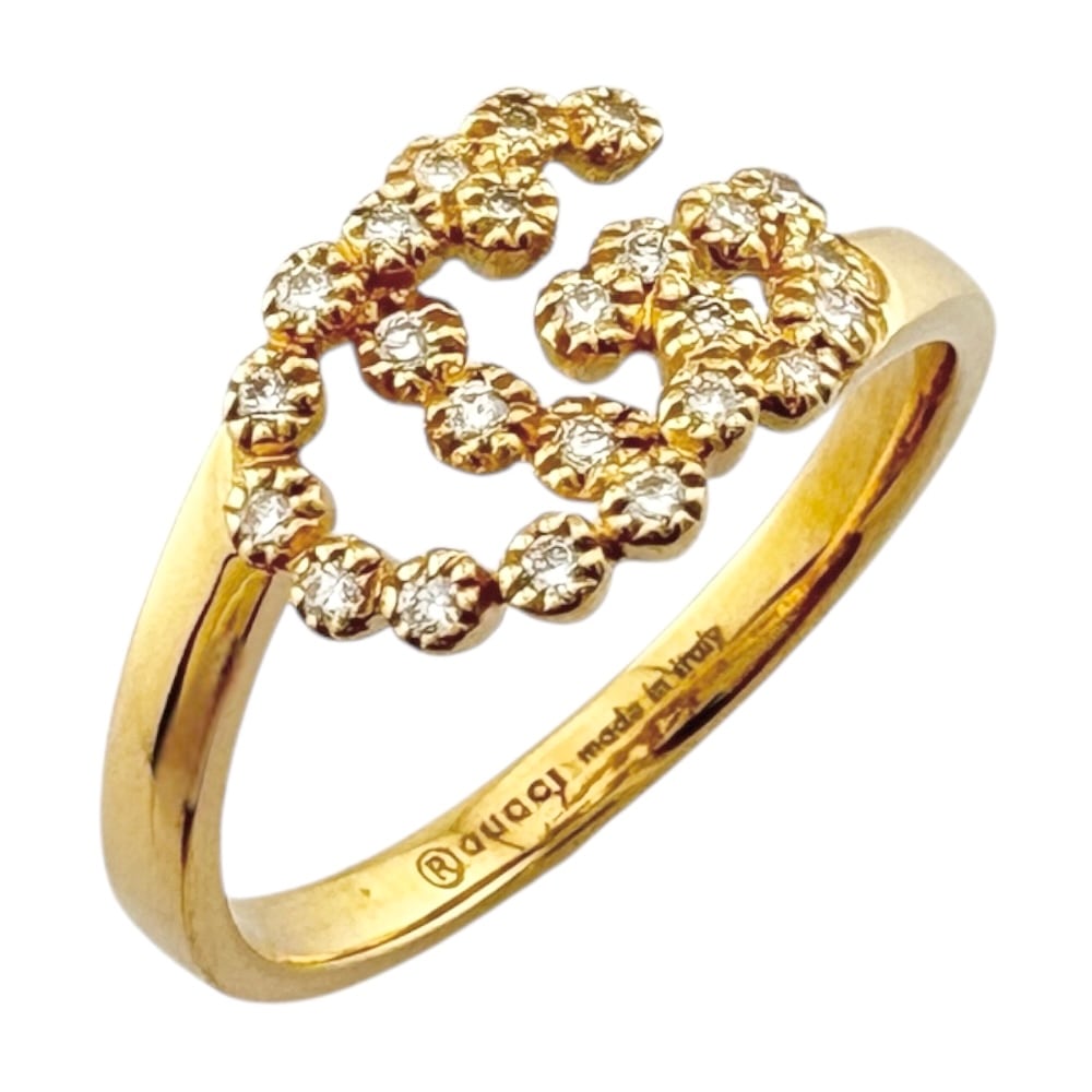 グッチ GGランニング リング 指輪 8号 18金 K18イエローゴールド ダイヤモンド GUCCI 中古 美品