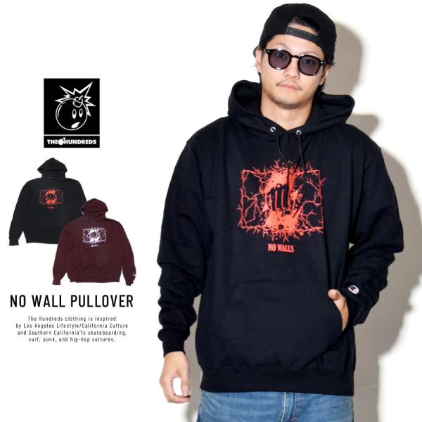 ハンドレッツチャンピオン THE HUNDREDSChampion コラボ スウェットプルオーバーパーカー メンズ 裏起毛 NO WALL PULLOVER